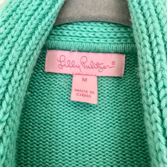 Lilly Pulitzer Teal Cardigan Sweater - Picture 2 of 5